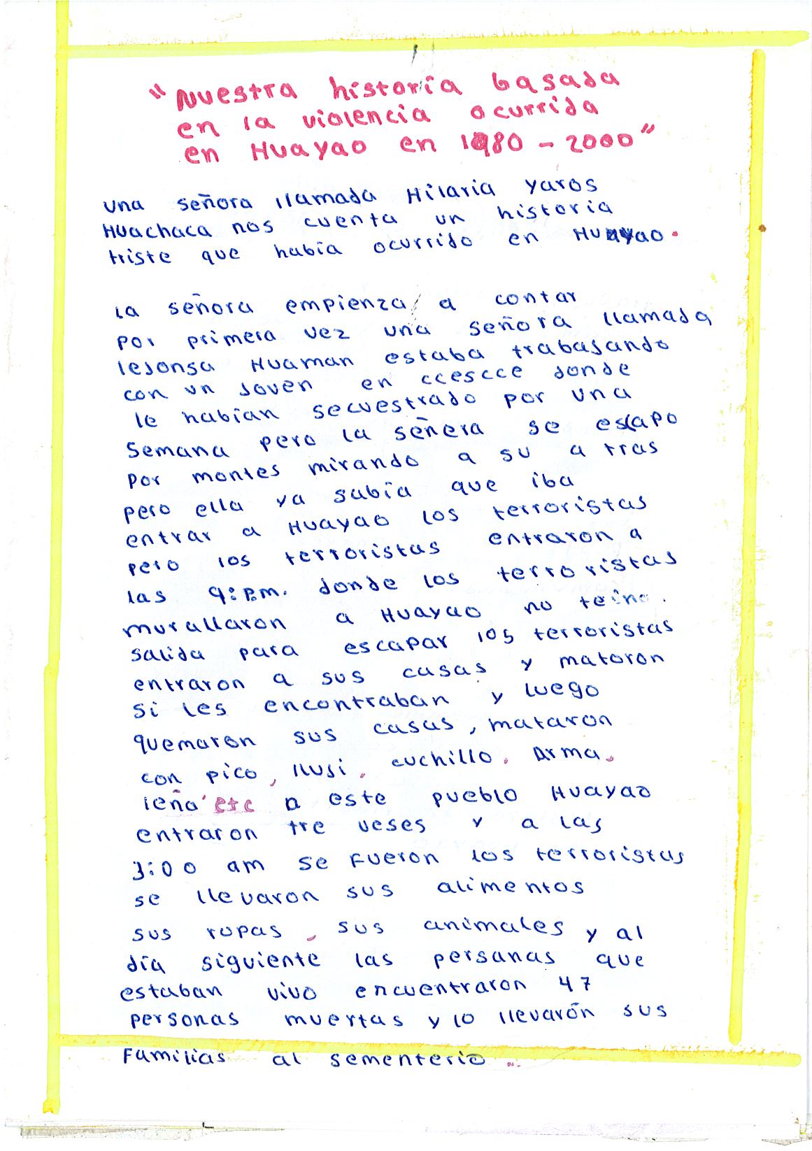 Nuestra historia de Huayao