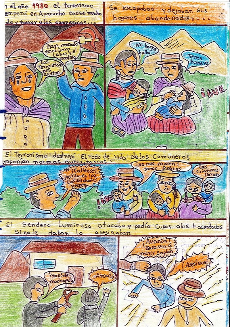 Historieta de la época donde existía el terror en el país por los terroristas que nunca debe regresar