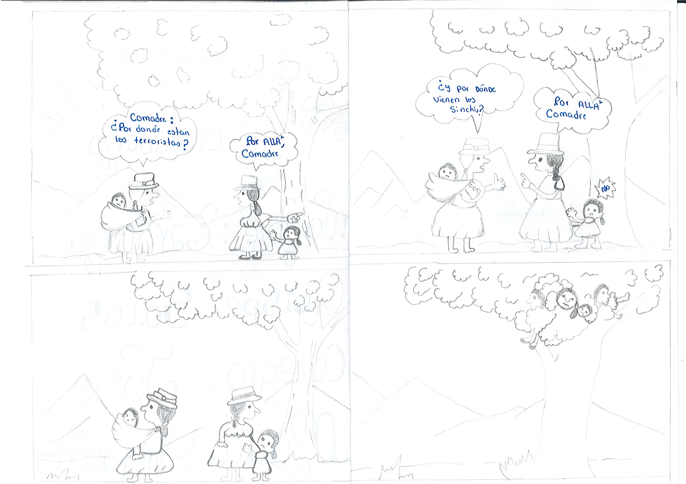 Llegada de los terroristas y militares a un pueblo*