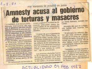 Amnistía Internacional acusa al Gobierno de torturas y masacres