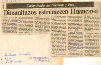 Dinamitazos estremecen Huancayo