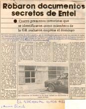 Robaron documentos secretos de Entel