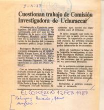 Cuestionan trabajo de Comisión Investigadora de Uchuraccay