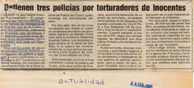 Detienen tres policías por torturadores de inocentes