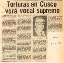 Torturas en Cusco verá vocal Supremo