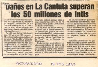 Daños en La Cantuta superan los 50 millones de intis