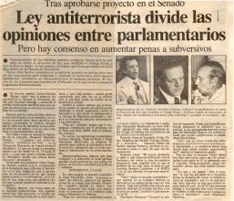 Ley antiterrorista divide las opiniones entre parlamentarios