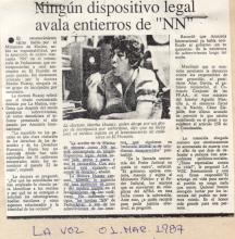 Ningún dispositivo legal avala entierros de “NN”