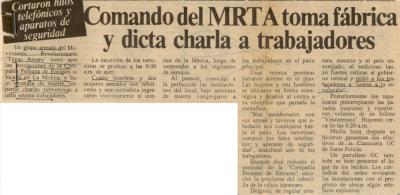 Comando del MRTA toma fábrica y dicta charla a trabajadores 