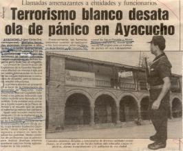 Terrorismo blanco desata ola de pánico en Ayacucho 
