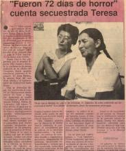 “Fueron 72 días de horror” cuenta secuestrada Teresa 