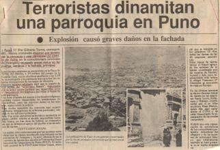 Terroristas dinamitan una parroquia en Puno 