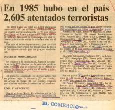 En 1985 hubo en el país 2605 atentados terroristas 
