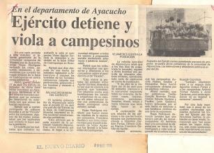 En el departamento de Ayacucho. Ejército detiene y viola a campesinos