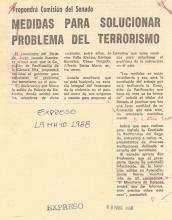 Propondrá Comisión del Senado, medidas para solucionar problema del terrorismo