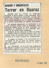 Apagón y dinamitazos. Terror en Huaraz