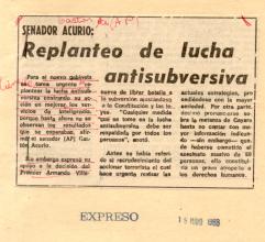 Senador Acurio: Replanteo de lucha antisubversiva