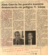 Vargas Llosa emplaza al presidente a poner fin al desgobierno