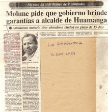 Mohme pide que gobierno brinde garantías a alcalde de Huamanga