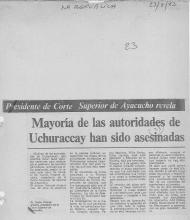 Mayoría de las autoridades de Uchuraccay han sido asesinadas