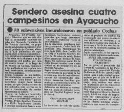 Sendero asesina cuatro campesinos en Ayacucho