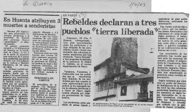 Rebeldes declaran a tres pueblos “tierra liberada”