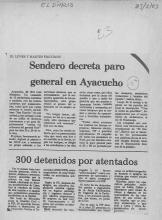 Sendero decreta paro general en Ayacucho