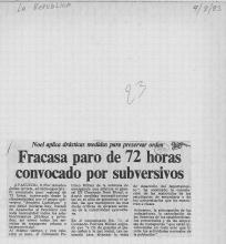 Fracasa paro de 72 horas convocado por subversivos