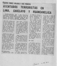 Atentados terroristas en Lima, Chiclayo y Huancavelica