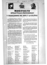 Manifiesto: Intelectuales, profesionales y trabajadores del arte y cultura