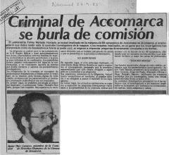 Criminal de Accomarca se burla de comisión