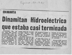 Dinamitan hidroeléctrica que estaba casi terminada