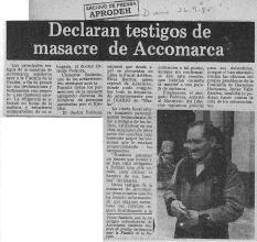 Declaran testigos de masacre de Accomarca