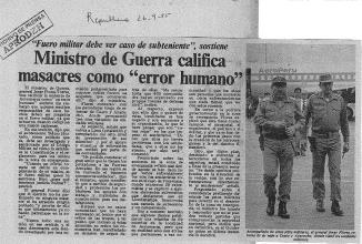 Ministro de Guerra califica masacres como “error humano”