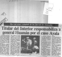 Titular del Interior responsabiliza a general Huamán por el caso Ayala
