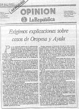 Exigimos explicaciones sobre casos de Oropesa y Ayala
