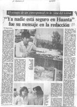 “Ya nadie está seguro en Huanta” fue su mensaje en la redacción