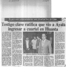 Testigo clave ratifica que vio a Ayala ingresar a cuartel en Huanta