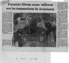 Fernando Olivera acusa: militares son los masacradores de Accomarca