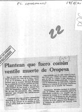 Plantean que fuero común ventile muerte de Oropesa