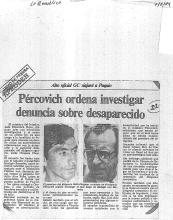 Pércovich ordena investigar denuncia sobre desaparecido