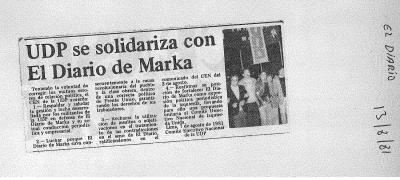 UDP se solidariza con El Diario de Marka