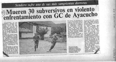 Mueren 30 subversivos en violento enfrentamiento con CG de Ayacucho