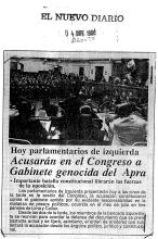 Acusarán en el Congreso a Gabinete genocida del Apra 