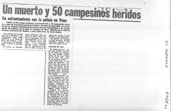 Un muerto y 50 campesinos heridos