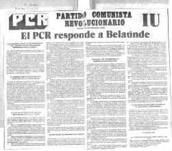 Partido Comunista Revolucionario: El PCR responde a Belaúnde