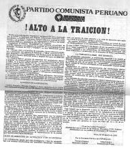 Partido Comunista Peruano - Mayoría: ¡Alto a la traición!