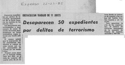 Desaparecen 50 expedientes por delitos de terrorismo