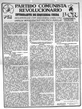 Partido Comunista Revolucionario: Desarrollar la Izquierda Unida una amplia movilización política popular