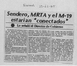 Sendero, MRTA y el M-19 estarían “conectados”